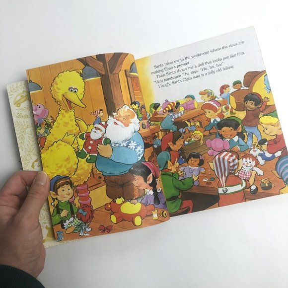 Vintage Christmas Book 90s Sesame Street Big Bird Meets Santa Claus 1997 - Picture 4 of 7